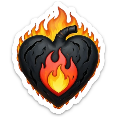 heart with black flame and shadow sticker