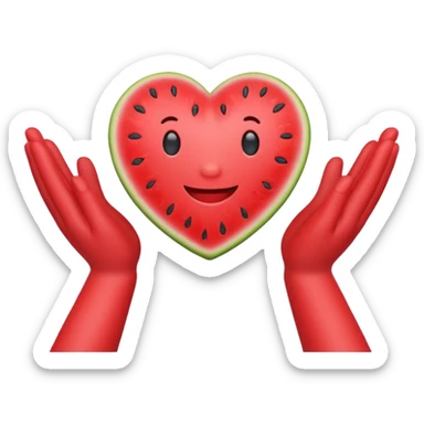 emoji of watermelon-red heart with giving hands sticker
