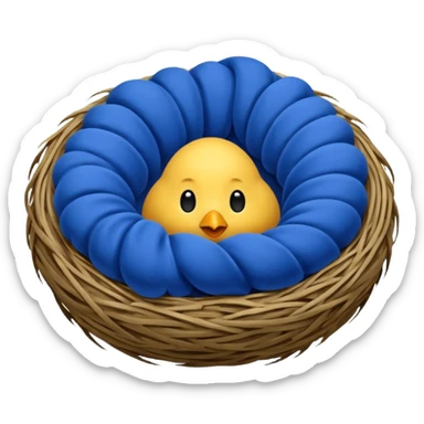 Nest made with blue velvet fabric sticker