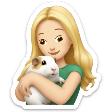 Blonde Woman hugging a guineapig sticker