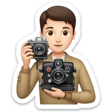 Photographer with vintage film camera,single camera sticker