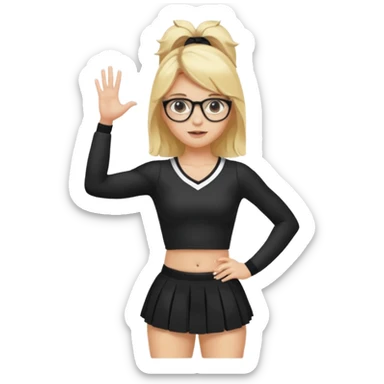 Sexy Dominatrix blonde hair and glasses full body in a cheerleader black clothes  sticker