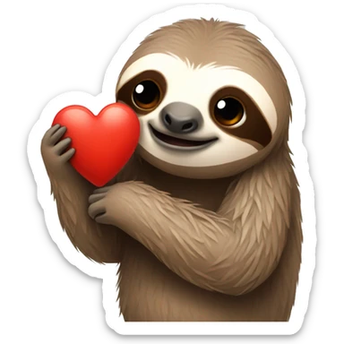 sloth holding heart sticker