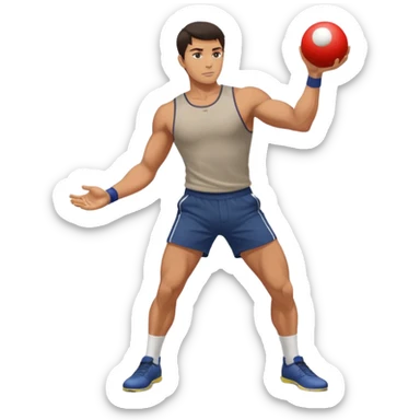 Jeune homme grand et costaud, brun qui joue à la pétanque sticker