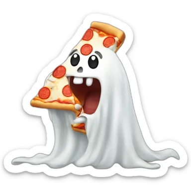 Ghost eating pizza sticker