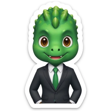 cute dinosaur (like the dinosaur memoji) in business suit sticker