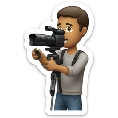 a man shooting his video in a small studio sticker