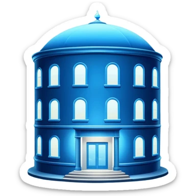 The round blue sign on the night building  sticker