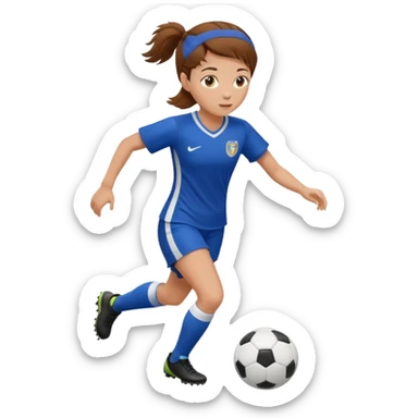 brown-haired soccer girl, dribbling sticker