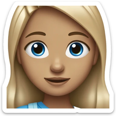 Brown hairs girl with blue eyes and dimples and braces sticker