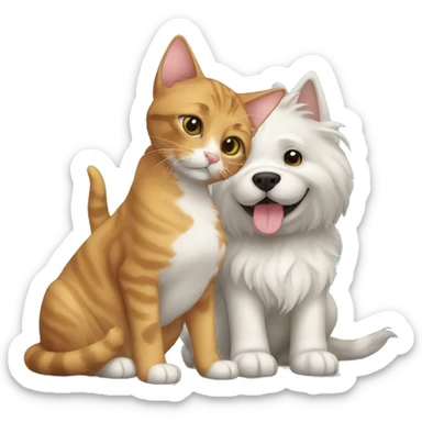 Cat and dog sticker