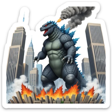 godzilla attacking ny sticker