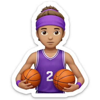 Basketball guy with purple headband, hold ball sticker