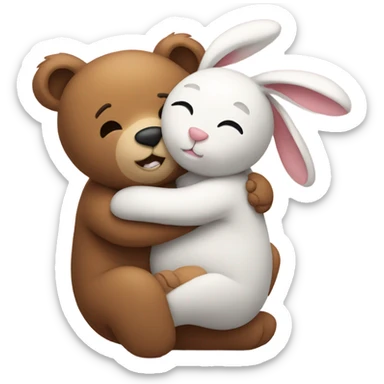 bear and bunny hugging sticker
