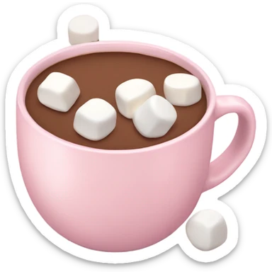 Light Pink mug of hot chocolate with marshmallows  sticker
