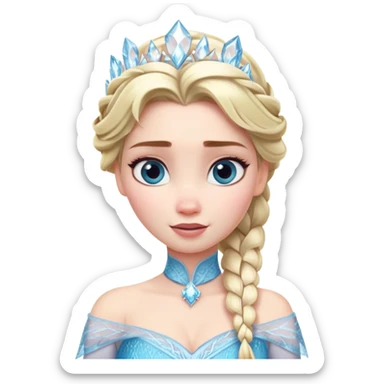 Elsa from Frozen with blonde braid, ice queen, chest up portrait sticker
