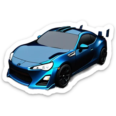 Fr-s Haunted Darth Vader’s dark pearl-blue race car, glowing light saber bumpers wide rear wing silver wheels  sticker