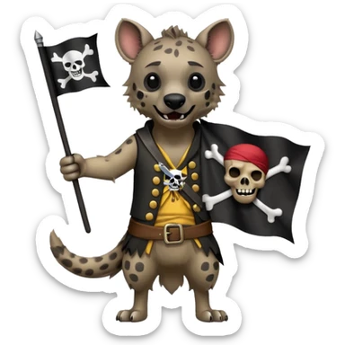 Hyena with pirate flag sticker