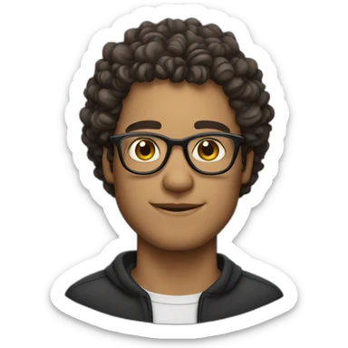 A man with glasses and curly hair and a nice jawline sticker