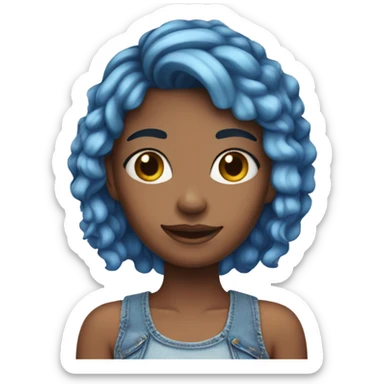 A girl wearing a crop top and blue highlights and short jeans  sticker