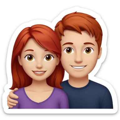Red haired girl with white guy dark hair  romance sticker