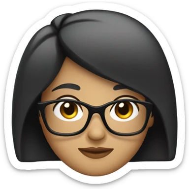 short black hair no bangs with black eyeglass sticker