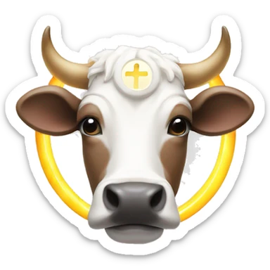 cow-with-religious-halo-nimbus-ring-above-head sticker