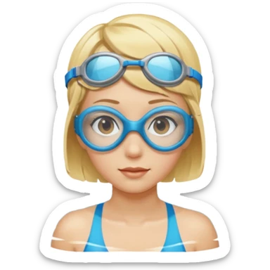 blonde girl with short hair and swim goggles  sticker