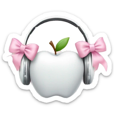 White apple headphones with light pink bows sticker