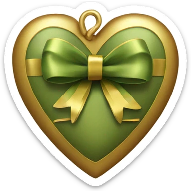 olive heart with gold bow sticker