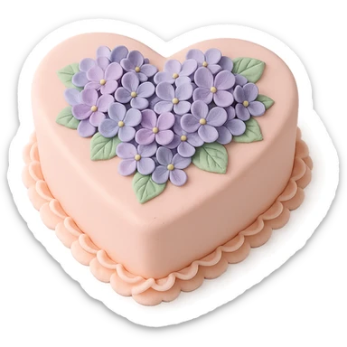 heart-shaped fondant cake with piped hydrangeas sticker