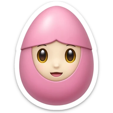 Uovo di pasqua kawaii rosa senza faccia sticker