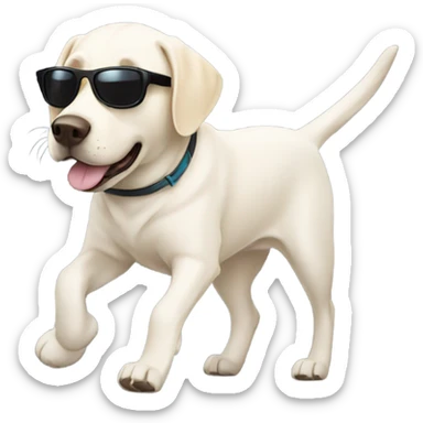 White Labrador walking with sunglasses sticker
