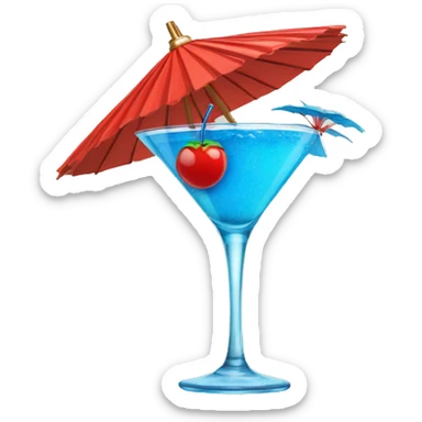 Blue Cocktail with a red parasol on top sticker