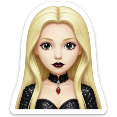 Bride of Dracula with long blonde hair, black sequin outfit sticker