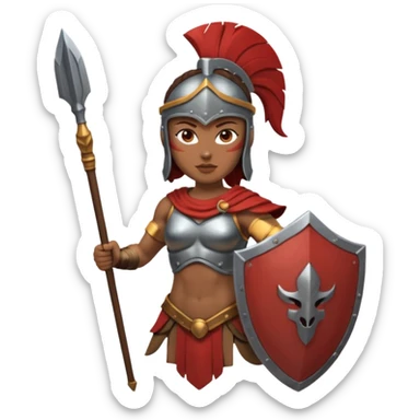 woman spartan warrior holding spear and shield sticker