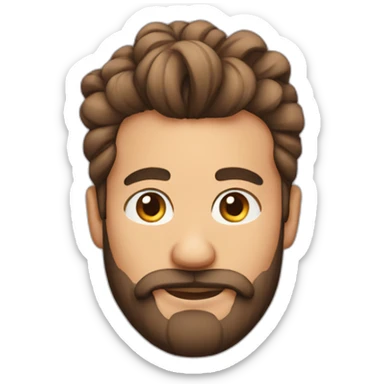 man a bun hairstyle and a beard at a laptop sticker