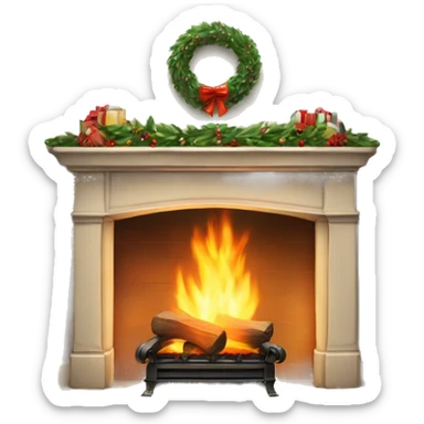 Fireplace decorated￼ for Christmas ￼ sticker