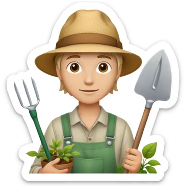 young white gardener sticker