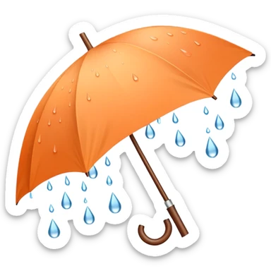 peach orange umbrella under rain sticker