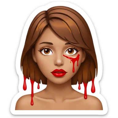 Brown Hair, Woman, white paint drip, face, hot, Sexy, lips sticker