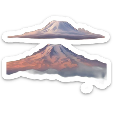 Mount rainier at sunset, orange sky with wispy clouds  sticker