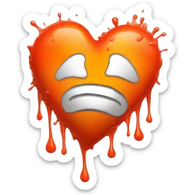 splattered paint heart glowing red-orange warmth sticker