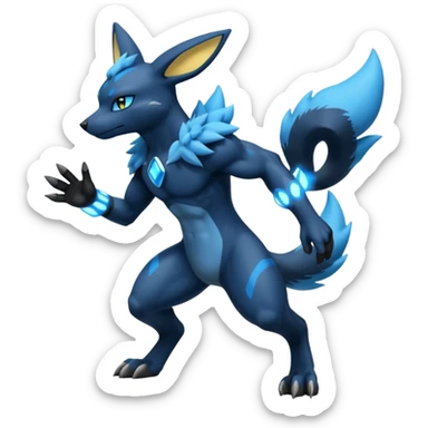 Lucario-Umbreon-Zeraora-Fakémon-hybrid-creature (full body)  sticker
