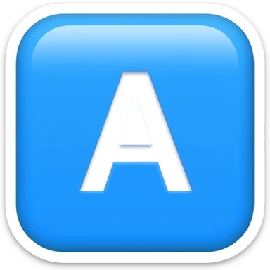 "3D premium,3D rounded-square icon in soft bleu with a beveled edge, bold serif white letter 'A'centered, strong specular highlights, inner glow, 1024x1024, png" sticker