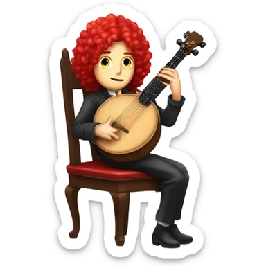 Antonio Vivaldi Red wig old chibi sitting chair banjo sticker
