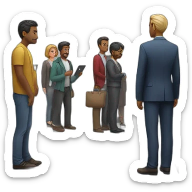 man in a bank queue sticker