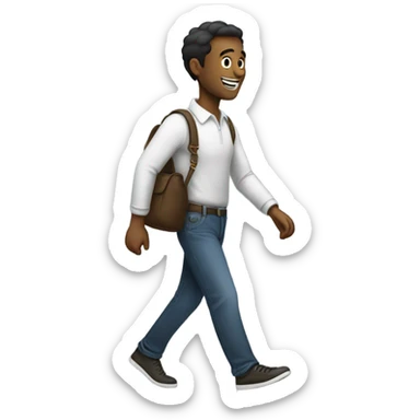 the guy goes to the left with smile and without bag sticker