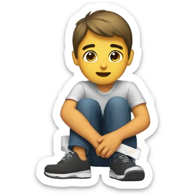 boy taping his knee sticker