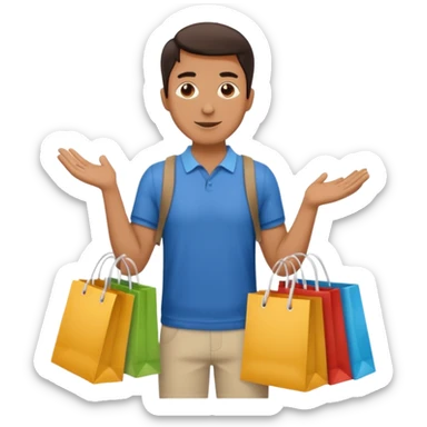man with shopping bags sticker